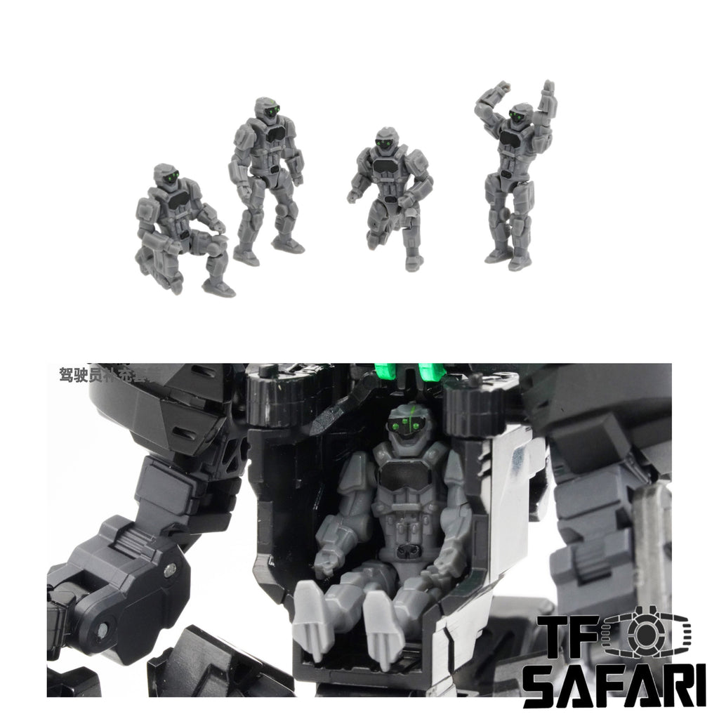 Emonster E.Monster 4 in 1 EX01G EX-01G Pilot Team for Diaclone / Emonster Power Suit Diaclone Upgrade Kit 1:60 Grey Version
