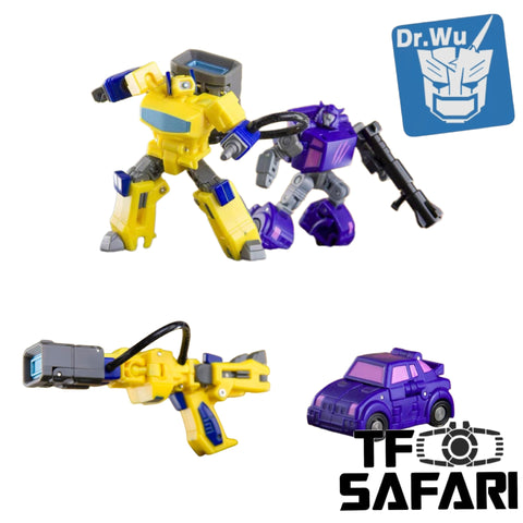 【Pre-Order】Dr.Wu & Mechanic Studio Extreme Warfare DW-E37M Leap (Cliffjumper) Shattered Glass Version/ DW-E38M Pulse Gun (Shockwave) 2 in 1 set 4.5cm