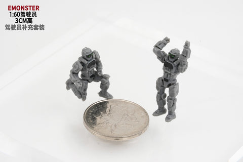 Emonster E.Monster 4 in 1 EX01G EX-01G Pilot Team for Diaclone / Emonster Power Suit Diaclone Upgrade Kit 1:60 Grey Version