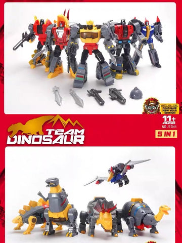 MFT MechFansToys MF21N / 22N / 23N / 24N / 25N Dinobots 5 in 1 Dragon Year Version 5 in 1 set (Grimlock / Slag / Sludge / Swoop / Snarl) Mech Fans Toys 14cm / 5.5"