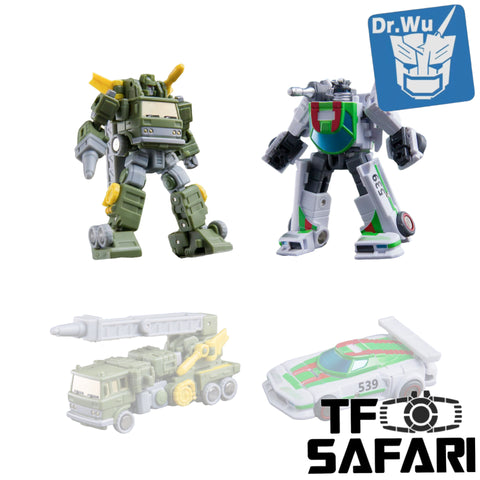 【Incoming】Dr.Wu & Mechanic Studio Extreme Warfare 4 Sets DW-E30 Iron Jack (Wheeljack) / DW-E24M Firefighters (Inferno SG Shattered Glass)  2 in 1 set 4.5cm