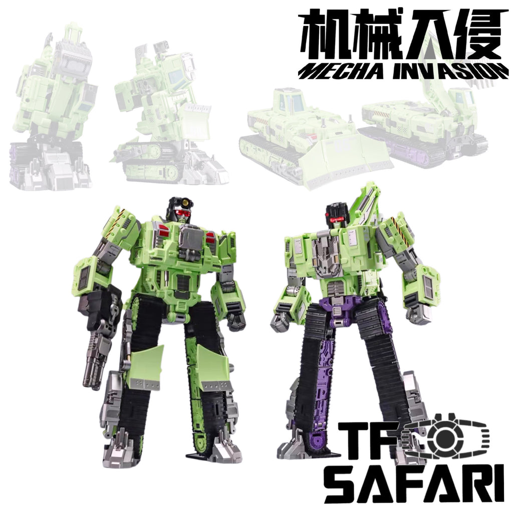 Mecha Invasion GLA05 GLA-05 & GLA06 GLA-06 Bonecrusher & Scavenger Giant Legion Heavy Builder (Constructors Devastator) Combiner (2 in 1 set) 21.5cm / 8.5"