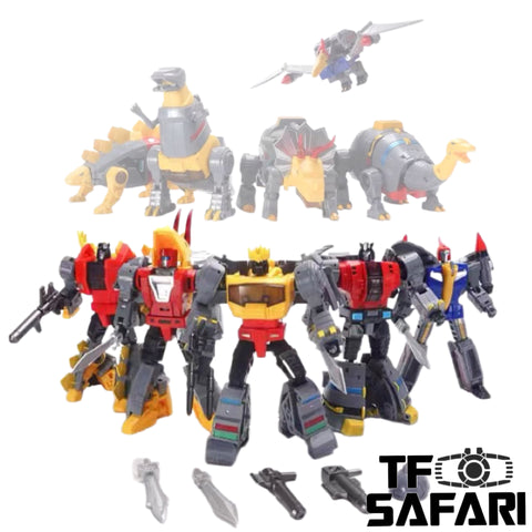 MFT MechFansToys MF21N / 22N / 23N / 24N / 25N Dinobots 5 in 1 Dragon Year Version 5 in 1 set (Grimlock / Slag / Sludge / Swoop / Snarl) Mech Fans Toys 14cm / 5.5"