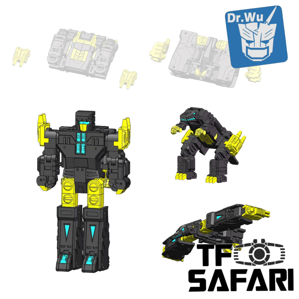 Dr.Wu DW-E55B Impact Wave / Supersonic and Explosion (Dairu and Zauru, 2 in 1 Mini-Cassette Warriors ) for WFC Siege Soundwave / Blaster Dr Wu Black Version