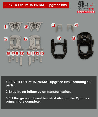 Go Better Studio GX-59 GX59 Gap fillers for Takara Tomy Exclusive Beast Awakening ROTB Optimus Primal Jap.Version Upgrade Kit