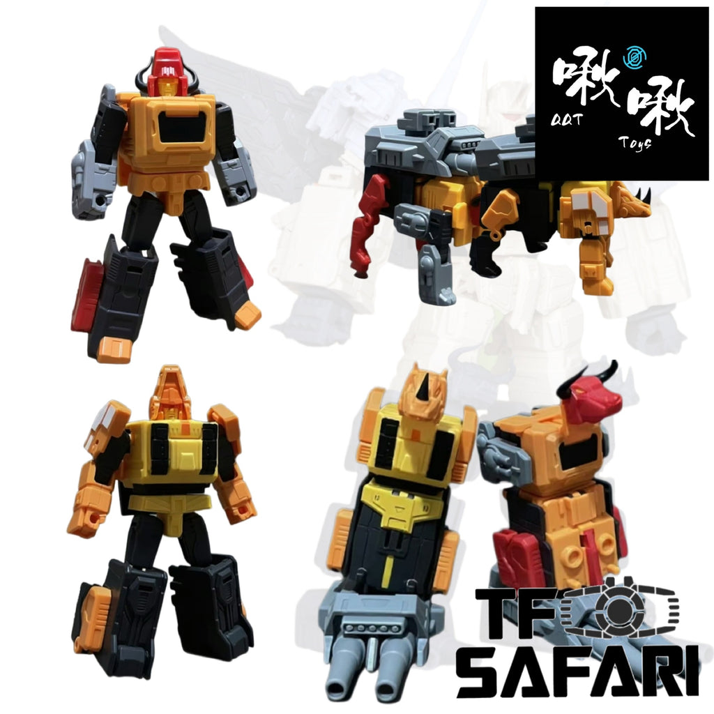 Jiu Jiu Studio QQT-02 QQT02 Rhino / Bison Pack (Headstrong & Tantrum Predaking Combiner) 2 in 1 set 9.5cm / 3.75"