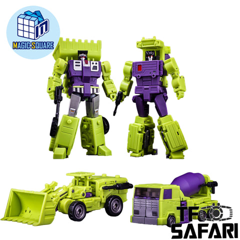 Magic Square MS Toys MS-B37A Shovel Master (Scrapper) & MS-B38A Roller Master (Mixmaster) Constructor Devastator Combiner Set A (2 in 1 set) Metallic Version