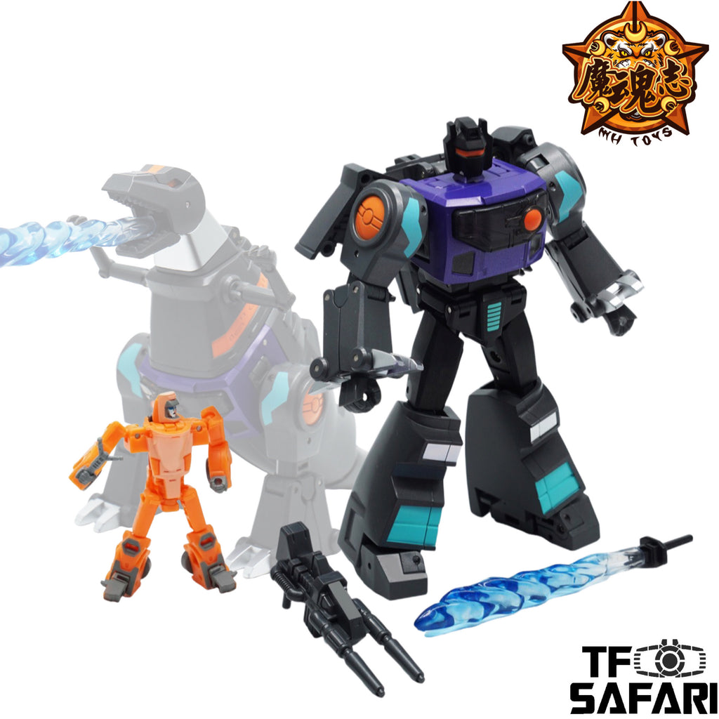 4th Party MHZ Toys MH-MINI-09B Mini09B Tyrannosaurus Rex T-Rex Dark / Black Version( Oversized NA Newage Ymir Grimlock) 14.5cm / 5.7”