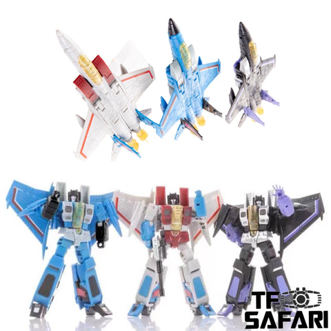 JB Jinbao Pocket Size DF06 (2.0 Version, FG01, FG02, FG03) Aircraft Battlers (Deluxe Seekers: Starscream, Skywarp, Thunderstorm, Oversized Newage Lucifer ) 12cm