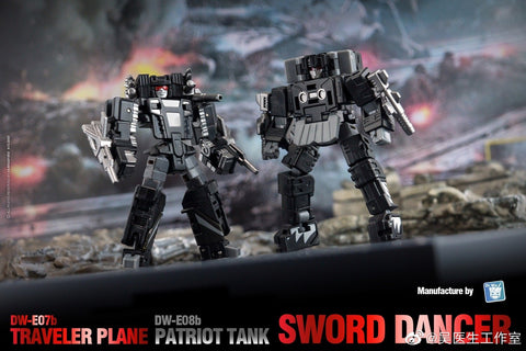 Dr.Wu Sword Dancer DW-E07B DW-E07G Traveler Plane DW-E08B DW-E08G Patriot Tank (G1 Slamdance 2 in 1 Mini-Cassette Warriors ) for WFC Kingdom / Legacy Blaster Dr Wu Upgrade Kit (Black & Green Version)