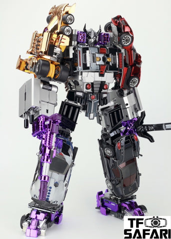 TransFormMission TFM Havoc (IDW Menasor 5 in 1 Set, Disorder, Carnage, Powertrain, Over Turn, Revolt ) Chrome Version 38cm / 15"