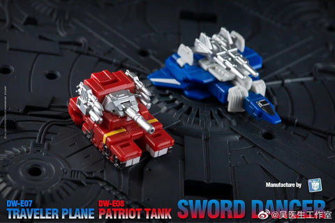 Dr.Wu Sword Dancer DW-E07 DWE07 Traveler Plane DW-E08 DWE08 Patriot Tank (G1 Slamdance 2 in 1 Mini-Cassette Warriors ) for WFC Kingdom / Legacy Blaster Dr Wu