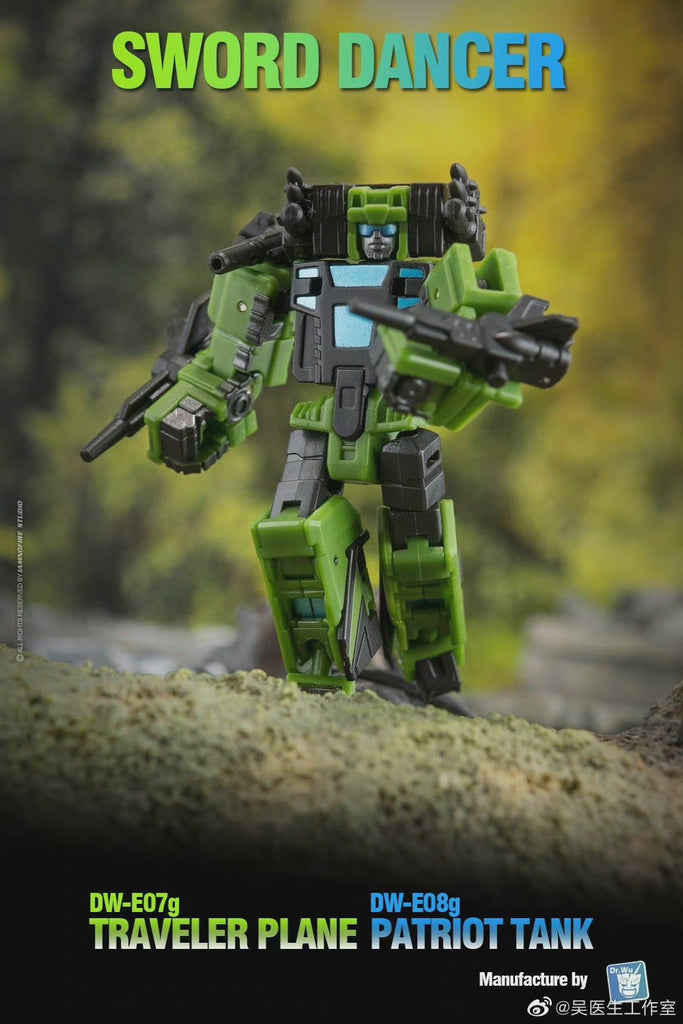 Dr.Wu Sword Dancer DW-E07B DW-E07G Traveler Plane DW-E08B DW-E08G Patriot Tank (G1 Slamdance 2 in 1 Mini-Cassette Warriors ) for WFC Kingdom / Legacy Blaster Dr Wu Upgrade Kit (Black & Green Version)