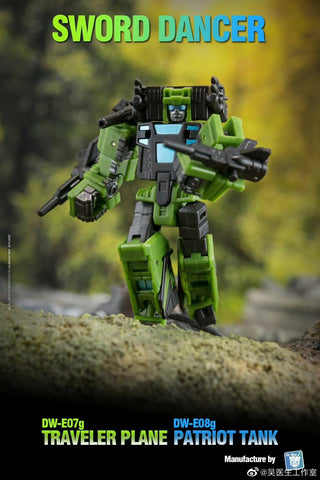 Dr.Wu Sword Dancer DW-E07B DW-E07G Traveler Plane DW-E08B DW-E08G Patriot Tank (G1 Slamdance 2 in 1 Mini-Cassette Warriors ) for WFC Kingdom / Legacy Blaster Dr Wu Upgrade Kit (Black & Green Version)