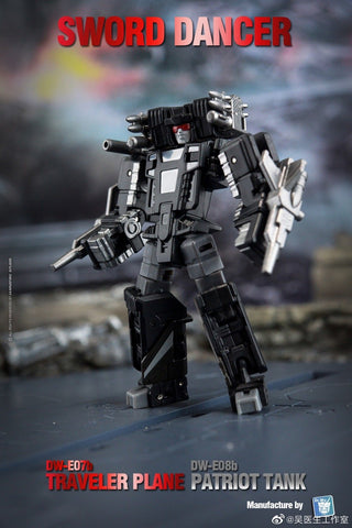 Dr.Wu Sword Dancer DW-E07B DW-E07G Traveler Plane DW-E08B DW-E08G Patriot Tank (G1 Slamdance 2 in 1 Mini-Cassette Warriors ) for WFC Kingdom / Legacy Blaster Dr Wu Upgrade Kit (Black & Green Version)