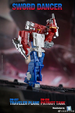 Dr.Wu Sword Dancer DW-E07 DWE07 Traveler Plane DW-E08 DWE08 Patriot Tank (G1 Slamdance 2 in 1 Mini-Cassette Warriors ) for WFC Kingdom / Legacy Blaster Dr Wu