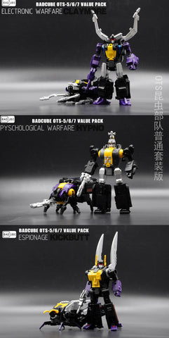 BadCube BC Evil Bug Corps OTS-05 / 06 / 07 Claymore, Hypno, Kickbutt (Shrapnel, Bombshell, Kickback) Collector's Version 14cm / 5.5"