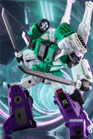 JB Jinbao Pocket Size Six Ninja (IDW Sixshot) Blue / Green Version 17cm / 6.7"
