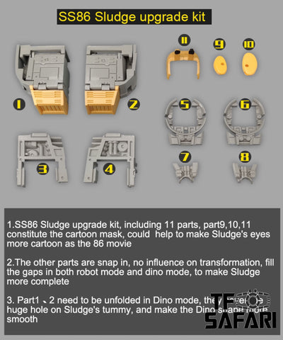 Go Better Studio GX44 GX-44 Gap Fillers for Studio Series 86 SS86 Sludge Dinobot Upgrade Kit