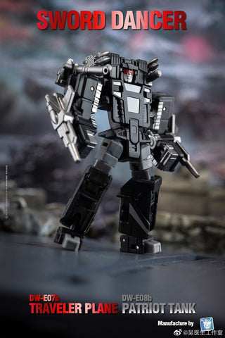 Dr.Wu Sword Dancer DW-E07B DW-E07G Traveler Plane DW-E08B DW-E08G Patriot Tank (G1 Slamdance 2 in 1 Mini-Cassette Warriors ) for WFC Kingdom / Legacy Blaster Dr Wu Upgrade Kit (Black & Green Version)