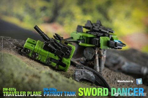 Dr.Wu Sword Dancer DW-E07B DW-E07G Traveler Plane DW-E08B DW-E08G Patriot Tank (G1 Slamdance 2 in 1 Mini-Cassette Warriors ) for WFC Kingdom / Legacy Blaster Dr Wu Upgrade Kit (Black & Green Version)