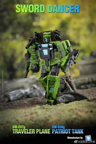 Dr.Wu Sword Dancer DW-E07B DW-E07G Traveler Plane DW-E08B DW-E08G Patriot Tank (G1 Slamdance 2 in 1 Mini-Cassette Warriors ) for WFC Kingdom / Legacy Blaster Dr Wu Upgrade Kit (Black & Green Version)