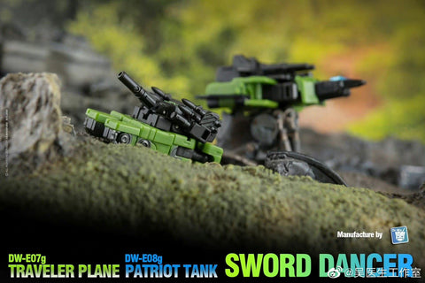 Dr.Wu Sword Dancer DW-E07B DW-E07G Traveler Plane DW-E08B DW-E08G Patriot Tank (G1 Slamdance 2 in 1 Mini-Cassette Warriors ) for WFC Kingdom / Legacy Blaster Dr Wu Upgrade Kit (Black & Green Version)