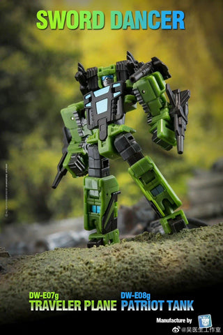 Dr.Wu Sword Dancer DW-E07B DW-E07G Traveler Plane DW-E08B DW-E08G Patriot Tank (G1 Slamdance 2 in 1 Mini-Cassette Warriors ) for WFC Kingdom / Legacy Blaster Dr Wu Upgrade Kit (Black & Green Version)