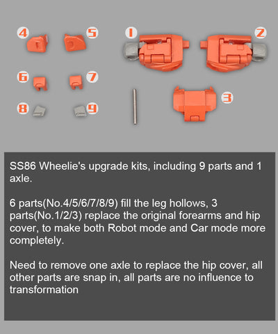 Go Better Studio GX45 GX-45 GB1062 Gap Fillers / Upgrade Kits for Studio Series 86 SS86 Wheelie Upgrade Kit