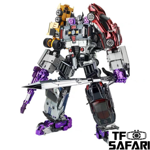 TransFormMission TFM Havoc (IDW Menasor 5 in 1 Set, Disorder, Carnage, Powertrain, Over Turn, Revolt ) Chrome Version 38cm / 15"