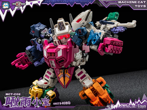 【Pre-Order】 Machinecat-Toys Machine Cat Toys (JiGuangMao Toy) Steel Kiddy Party MCT-C02 Ferocy B-Robo (G1 Abominus Combiner 5 in 1 Set) 17cm / 6.7"