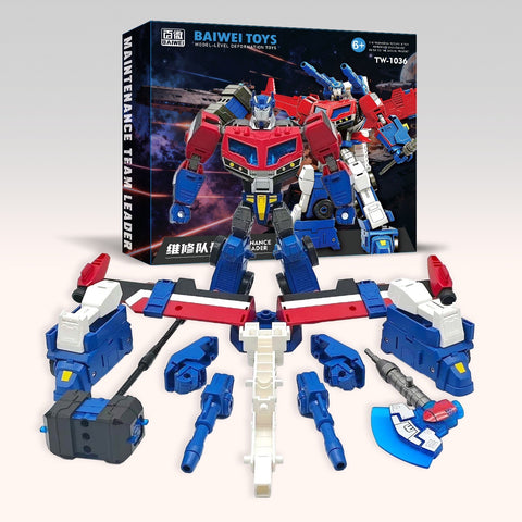 4th party BW BAIWEI TW1036 TW-1036 Maintainence Project Team Leader ( Modified KO 08 Animated Voyager Optimus Prime / DNA Accessories) 18cm / 7"