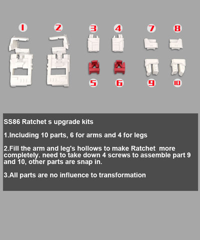 Go Better Studio GX46W GX-46W Gap Fillers / Upgrade Kits for Studio Series 86 SS86 Ratchet Upgrade Kit