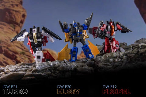 Dr.Wu & Mechanic Studio Extreme Warfare DW-E19 Profel / E20 Elegy / E21 Turbo (Thrust / Dirge / Ramjet) fit to Earthrise Titan Class 3 in 1 set 5.5cm / 2"