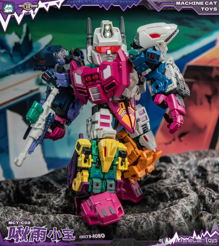 【Pre-Order】 Machinecat-Toys Machine Cat Toys (JiGuangMao Toy) Steel Kiddy Party MCT-C02 Ferocy B-Robo (G1 Abominus Combiner 5 in 1 Set) 17cm / 6.7"