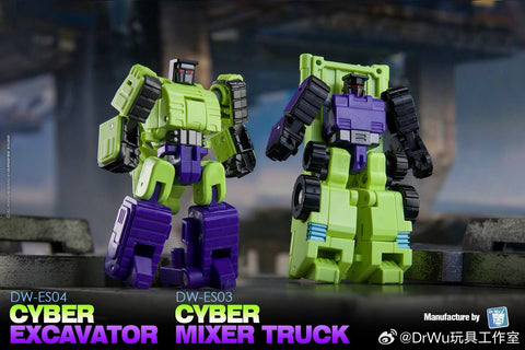 【Pre-Order】Dr.Wu DW-ES03 / ES04 Cyber Mixer Truck / Cyber Excavator (Mixmaster / Scavenger) Devastator Combiner 2 in 1 Set