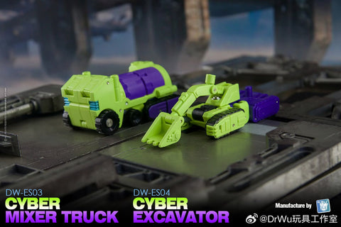 【Pre-Order】Dr.Wu DW-ES03 / ES04 Cyber Mixer Truck / Cyber Excavator (Mixmaster / Scavenger) Devastator Combiner 2 in 1 Set