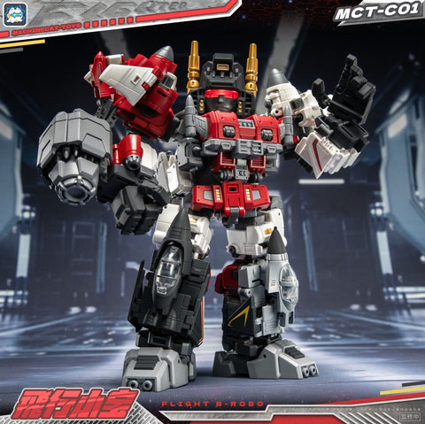 【Pre-Order】 Machinecat-Toys (JiGuangMao Toy) Steel Kiddy Party MCT-C01 Flight B-Robo (JGM-SKP04 Mini-Brave / G1 Superion Combiner 5 in 1 Set) 17cm / 6.7"