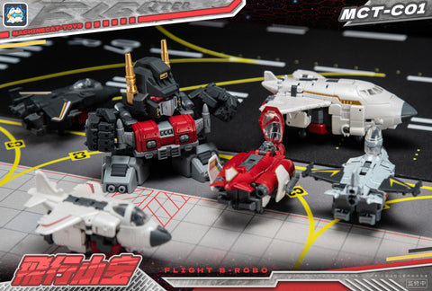 【Pre-Order】 Machinecat-Toys (JiGuangMao Toy) Steel Kiddy Party MCT-C01 Flight B-Robo (JGM-SKP04 Mini-Brave / G1 Superion Combiner 5 in 1 Set) 17cm / 6.7"