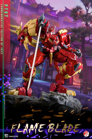 Pangu Toys PT-07 PT07 Flame Blade (Modified Iron Factory EX45, Yoroi Shishimaru Lio Convoy Leo Prime) Red Version 15cm / 5.9"