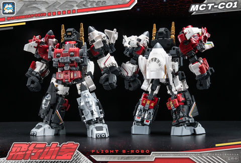 【Pre-Order】 Machinecat-Toys (JiGuangMao Toy) Steel Kiddy Party MCT-C01 Flight B-Robo (JGM-SKP04 Mini-Brave / G1 Superion Combiner 5 in 1 Set) 17cm / 6.7"