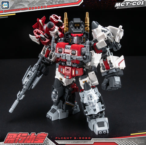 【Pre-Order】 Machinecat-Toys (JiGuangMao Toy) Steel Kiddy Party MCT-C01 Flight B-Robo (JGM-SKP04 Mini-Brave / G1 Superion Combiner 5 in 1 Set) 17cm / 6.7"