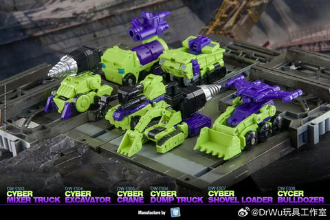 【Pre-Order】Dr.Wu DW-ES03 / ES04 Cyber Mixer Truck / Cyber Excavator (Mixmaster / Scavenger) Devastator Combiner 2 in 1 Set