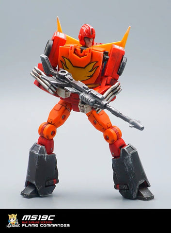 MFT MechFansToys Mech Soul Mechanic Studio MS-19C MS19C Flame Commander (Rodimus Prime, Hot Rod) Mech Fans Toys Battle Damaged Version 12cm / 4.5"
