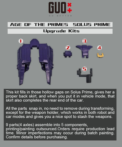 【Incoming】Go Better Studio GX-88 GX88 Upgrade Kit / Gap fillers for Age of the Primes AotP Solus Prime Upgrade Kit