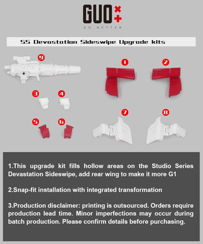 Go Better Studio GX-30DV GX30DV (GX-30B / 30B) Upgrade Kit / Gap fillers for  WFC Kingdom / SS Devastation Sideswipe Upgrade Kit