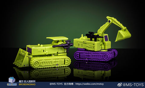 Magic Square MS Toys MS-B41A Excavator (Scavenger) & MS-B42A Bulldozer (Bonecrusher) Constructor Devastator Combiner (2 in 1 set)10cm / 4"