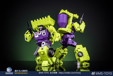 Magic Square MS Toys MS-B37A Shovel Master (Scrapper) & MS-B38A Roller Master (Mixmaster) Constructor Devastator Combiner Set A (2 in 1 set) Metallic Version