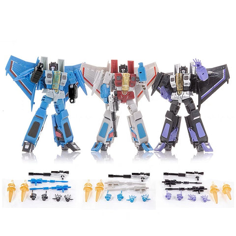 JB Jinbao Pocket Size DF06 (2.0 Version, FG01, FG02, FG03) Aircraft Battlers (Deluxe Seekers: Starscream, Skywarp, Thunderstorm, Oversized Newage Lucifer ) 12cm