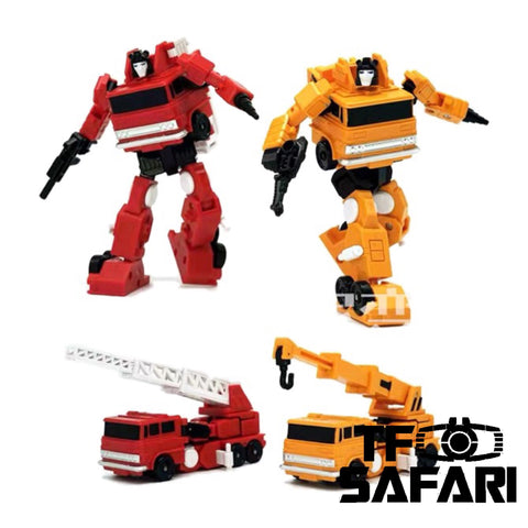 Papa Toys PPT02 PPT-02 PPT03 PPT-03 Fire Engine + Crane (Inferno + Grapple) 2 in 1 set 11cm / 4.5"